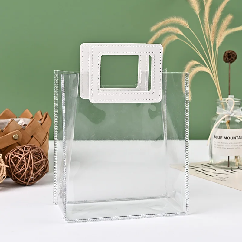 Transparent plastic PVC hand bag customized logo pu handbag