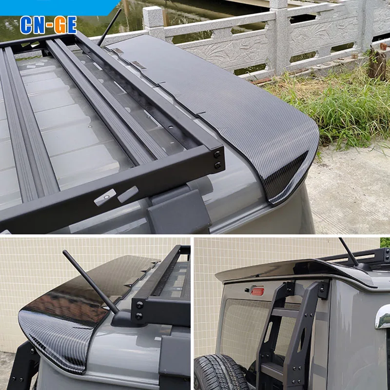 Plastic ABS Gloss Black And Carbon fiber look Rear Trunk Rear wing spoiler extension for Suzuki Jimney JB74 2019-2022