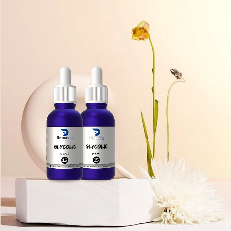 Oem Glycolic Acid peel for face whitening deep exfoliation skin glow glycolic peel off solution skincare serum 30ml