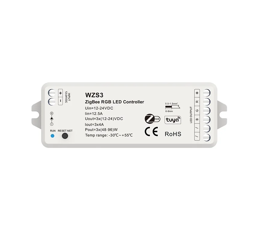 WZS4 12-24VDC 4CH*3A Zigbee RGBW RGB LED Controller Tuya Smart Switch Voice Control LED Dimmer