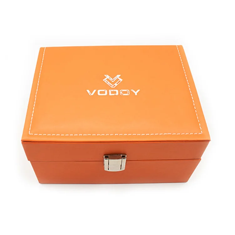 High End Custom orange Leather Plastic Smart Men Watch Box Luxury Watch Packaging Hot Selling Packaging