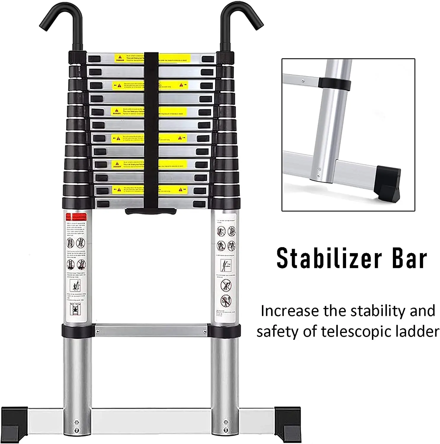 EN131 Telescopic adjustable attic escape ladder with hooks easy to install