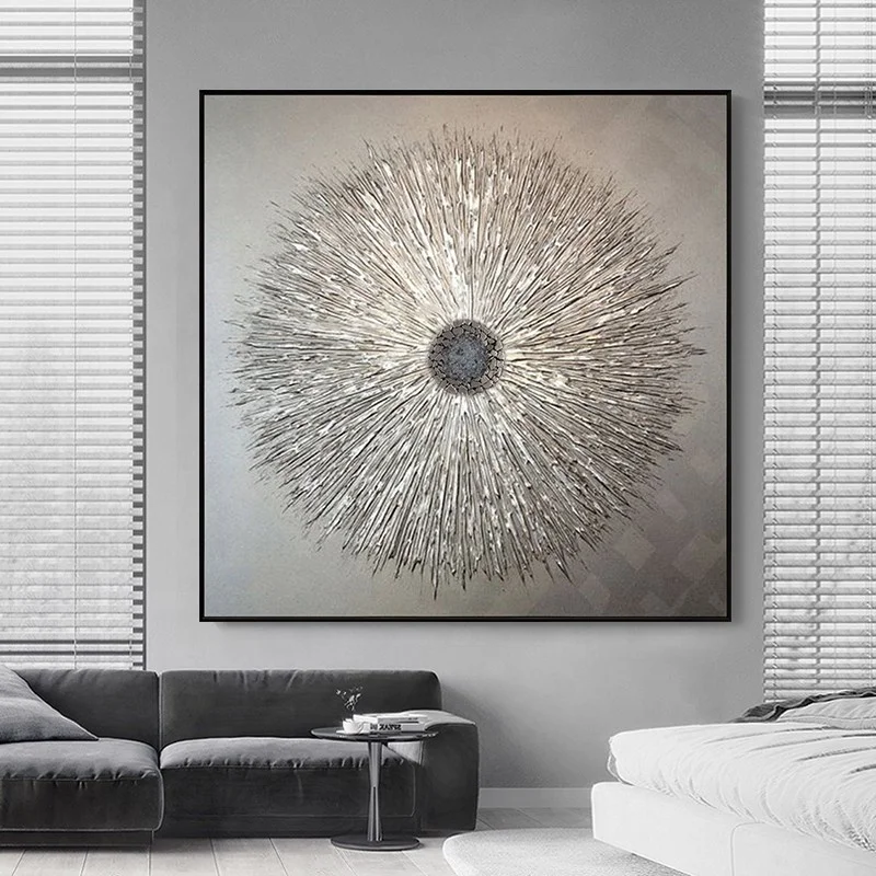 40x40 Inch Contemporary Hand Painted Abstract Canvas Wall Art Texture Grey 3D Paintings for Wall Decorations