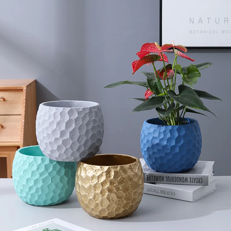 Nordic gardening cement flowerpot simple and multi pot household creative indoor decorative pot gardening green planter ornament