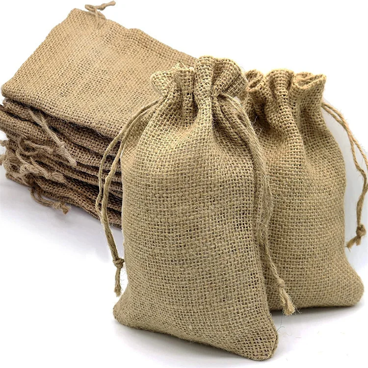Multi Sizes Natural drawstring Jute Burlap Plant Seed Bags For Farming