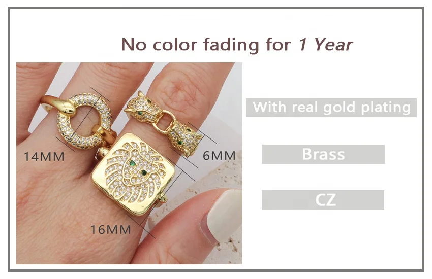 New Fashion Ladies adjustable Gold animal Finger Ring Open CZ Gold Plating Lion ring Jewelry For Women Girl