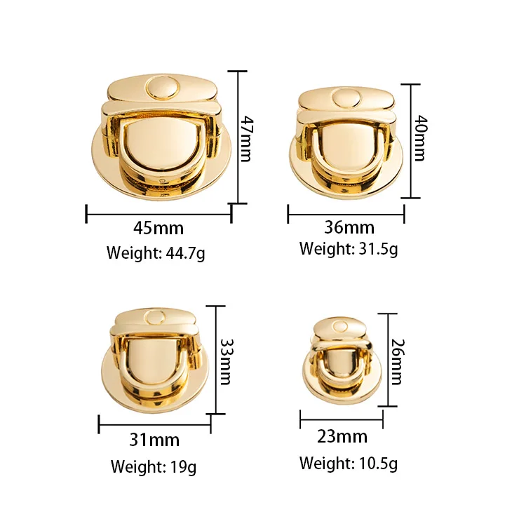 Custom DIY High Quality Alloy Metal Twist  Push Turn Locks Clasp Shoulder Hardware Accessories Bag Lock For Women Bag