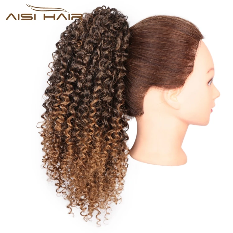  Высокотемпературный Синтетический Волосы Aisi Hair курчавый кудрявый шиньон пучок для черных женщин кулиска афро пуховик с зажимом в
