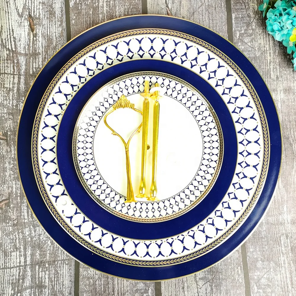 Wholesale decorative cake tools ceramic serving tray wedding bone china round 3 tier cake stand