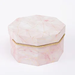 Irregular Shape Gift Boxes Marble Printed Pattern Decorative Packing Flowers Boxes Wrapping Candy With Handle