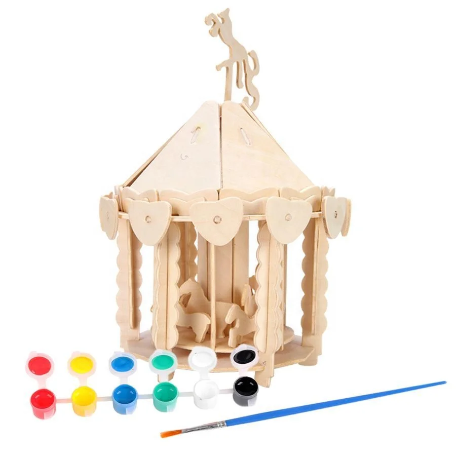 Boys and girls creative diy kit wooden windmill painting kit craft supplies