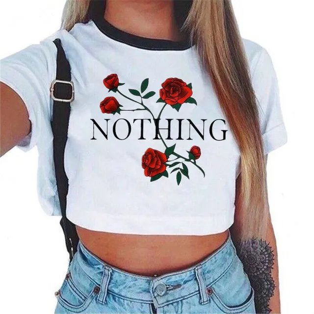Fashion Women T shirt Tops Tee Tops Short Sleeve Female T Shirt Casual Cute Cropped Top Woman Clothing