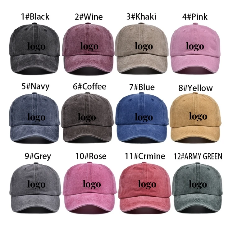 Custom Logo Kids Washed Cotton Outdoor Sunshade Dad Hat  Multi Color Children Baseball Cap for Boys Girls