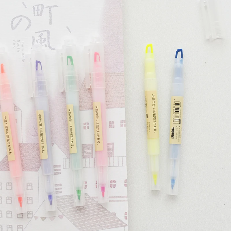 Macaroon Color Soft Head Highlighter 6 Bright Eye Protection Marking Key Student Notes for School Use