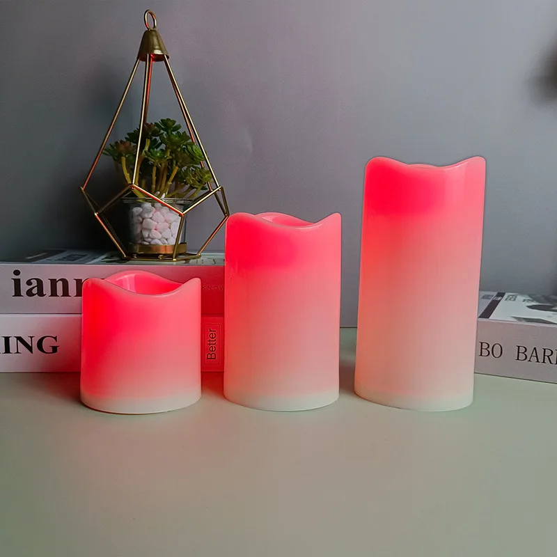 New Battery Operated Flameless Remote Control Color Changing RGB Plastic Candle Light for Wedding Birthday Party Decoration