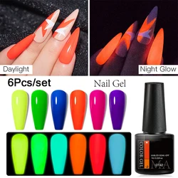 Nail Gel Glow In Dark Fluorescent Neon UV LED Semi Permanent Soak Off Gel Varnish Lighting In Night Nail Art