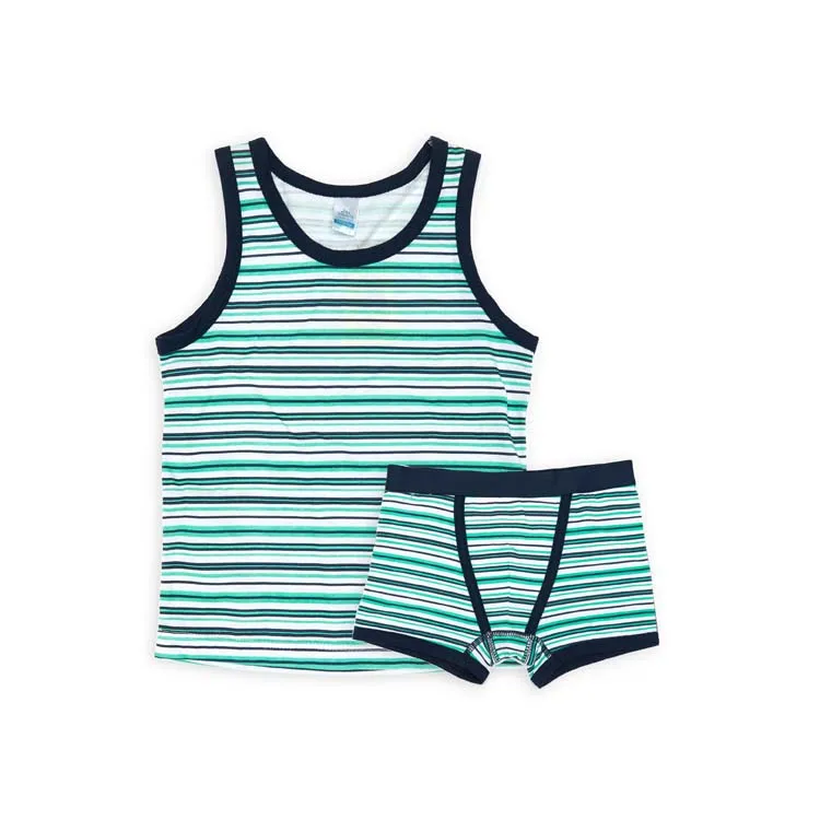 
Hot Sale Summer Cute Young Boys Cotton Underwear Kids Children Cartoon Stripe Breathable Underwear Set Wholesale 