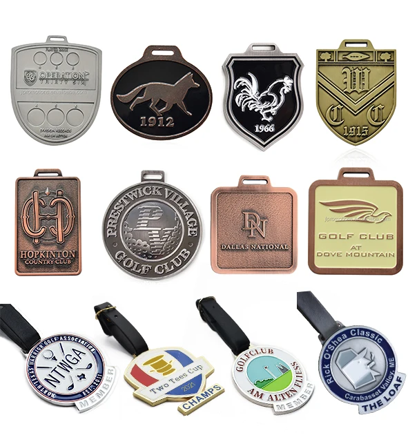 Factory Custom Metal Zinc Alloy Enamel Golf Bag Tag Golf Club Member Tag Round Luggage Tag Personal Name Laser Engraved