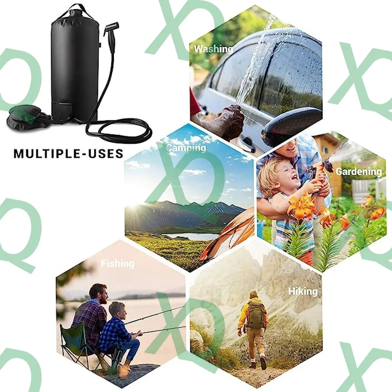 Xieqiaobrand Factory Custom Logo Eco-friendly PVC 15L Solar Heating Portable 4 Gallon Storage Camping Foot Pump Shower Water Bag