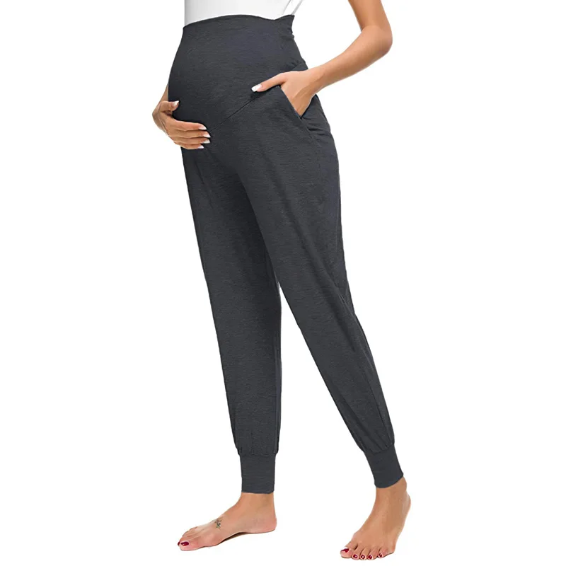 High Waist Belly Maternity Pants Spring Autumn Pregnant Women Knitted Clothes Pregnancy Jogger Pants