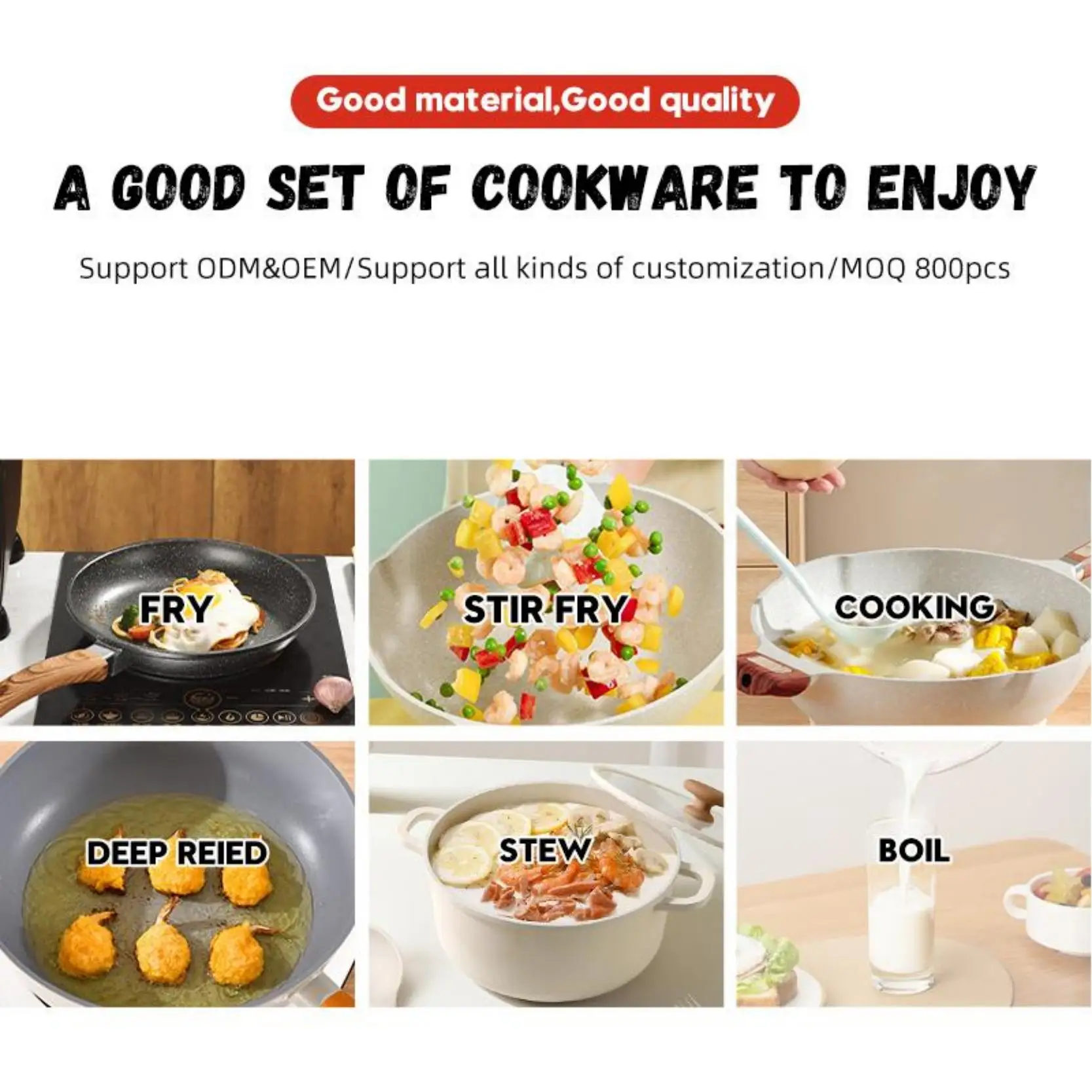 10pcs Black Cookware Sets Ceramic Casserole Of Pots Non Stick Pans