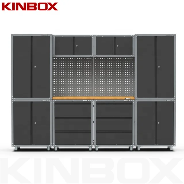 Kinbox Hot Sale Heavy Duty Wholesale Metal Garage Storage Tool Cabinets with Pegboard Garage Cabinets
