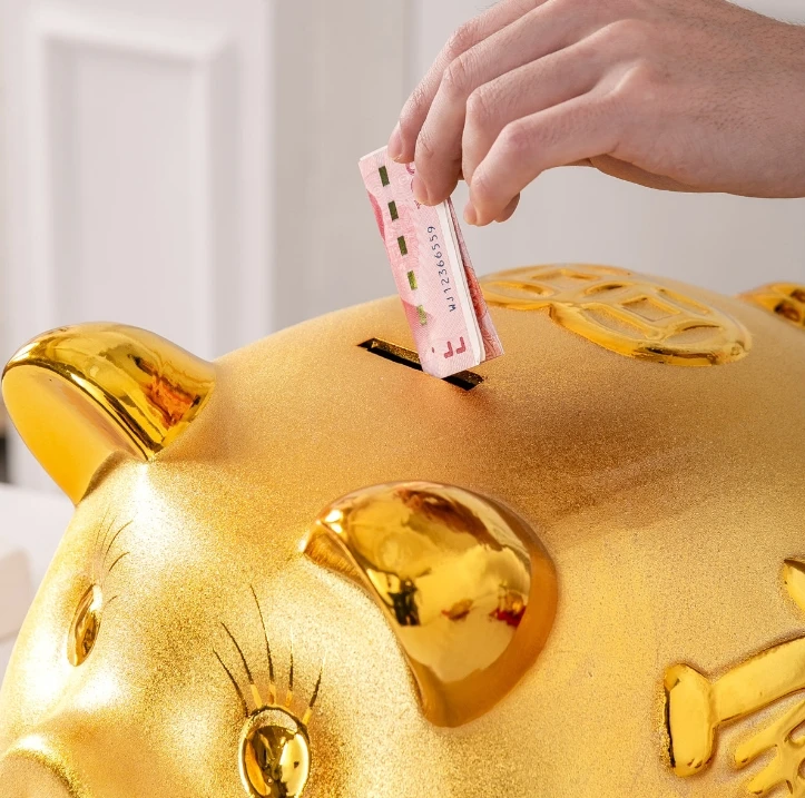 wholesale golden pig cash savings coin big small gold piggy bank for money chinese new year ceramic custom cute large pig logo