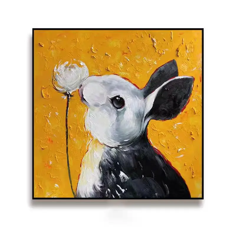 Hand drawn oil painting customized luxury home decoration sofa background bedroom decoration Thick textured animal oil painting