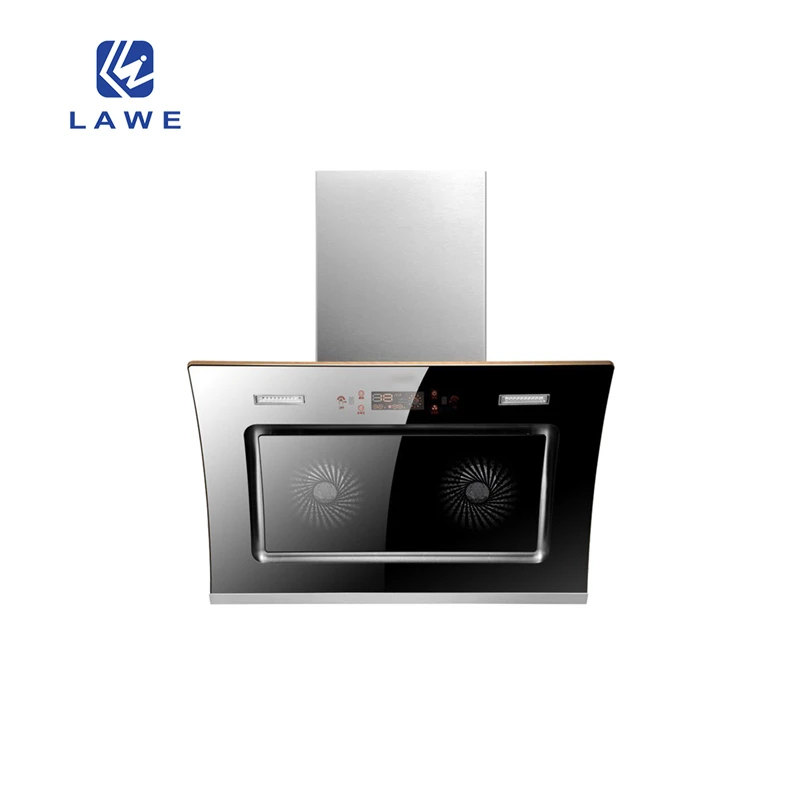 OEM hot selling kitchen hood Custom Wall mounted range hood 90cm side suction chimney Stainless steel body smart cooker hood