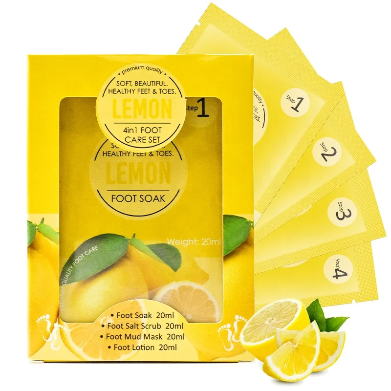 OEM Private Label Natural Lemon Jelly Pedicure Volcano Gentle Exfoliating Moisturizing Foot SPA Jelly Pedicur Salt Set