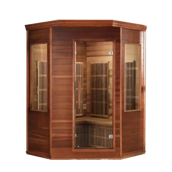 Hot selling solid wood full spectrum infrared sauna rooms 4 person indoor cedar corner sauna
