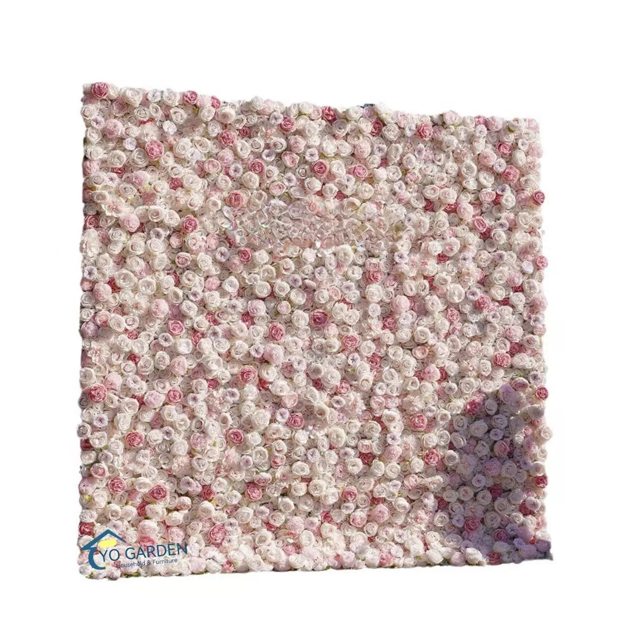 Hot Selling Customized 5D Cloth Roll Up Pink White Artificial Rose Flowers Wall Backdrop Decoration For Wedding Events Party