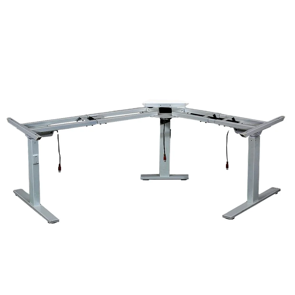 Office motorized auto table legs height adjustable triple motor L shape computer desk office sit to stand table