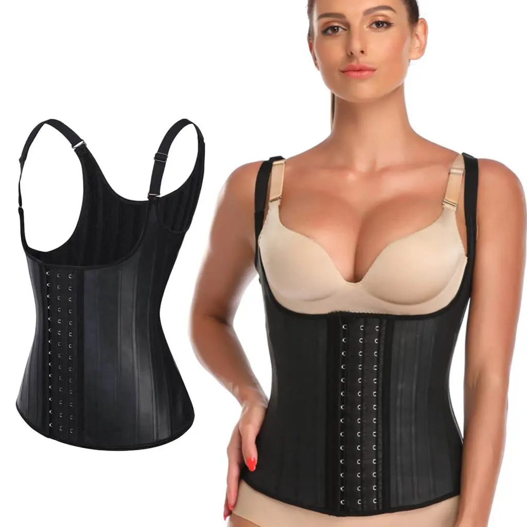 Wholesale Women Sexy Underbust Corset Adjustable Strap Waist Trainer Latex Shaperwear Vest 25 Steel Bone Body Shaper Corset