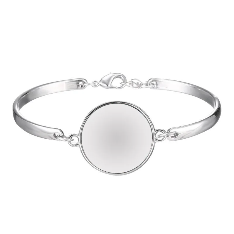 High polish Stainless Steel Round Blank Cabochon Base Setting Bezel Tray Curved Bar Bracelet DIY Jewelry Making Findings
