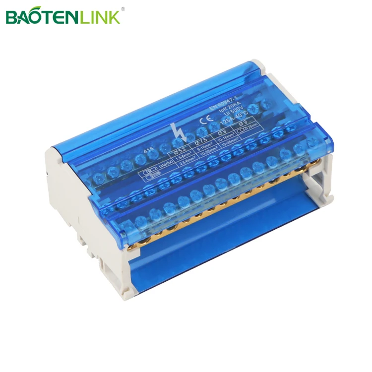 BAOTENLINK 415 4*15 Multipole hole bus bar Terminal Block Din Rail Power Distribution block box