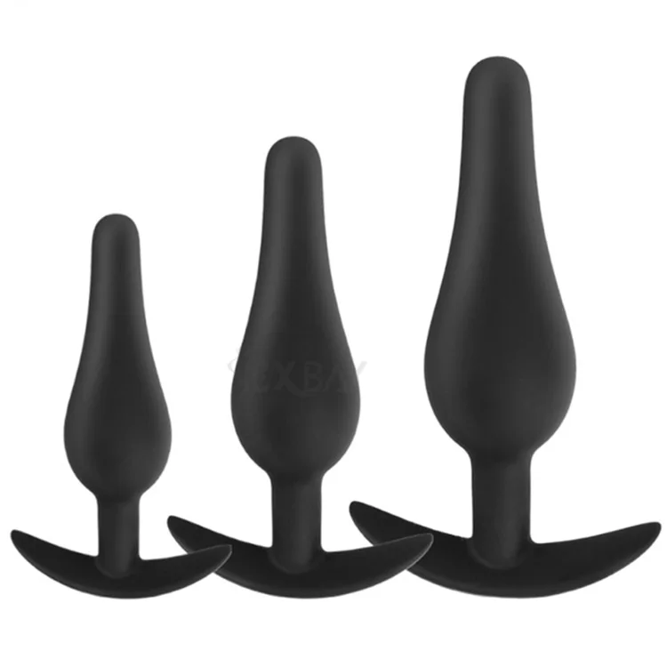 Sexbey OEM/ODM 3 sets of hip Anal Plug sex toys Black silicone porn toys male and female massage anal plug