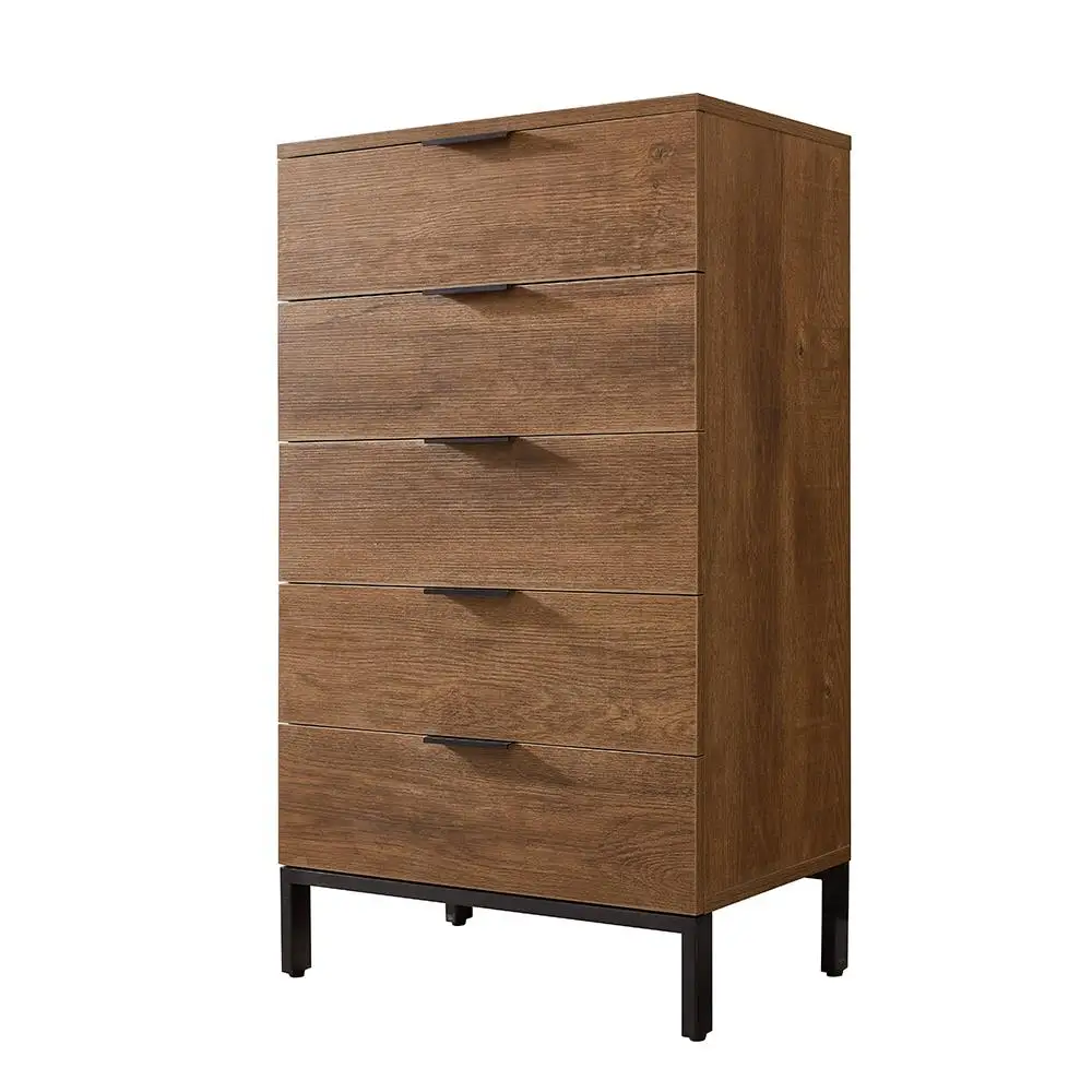 46 Inch Environmentally FrIendly Height Natural Wood Bedroom Dresser In 5 Drawers For Bedroom