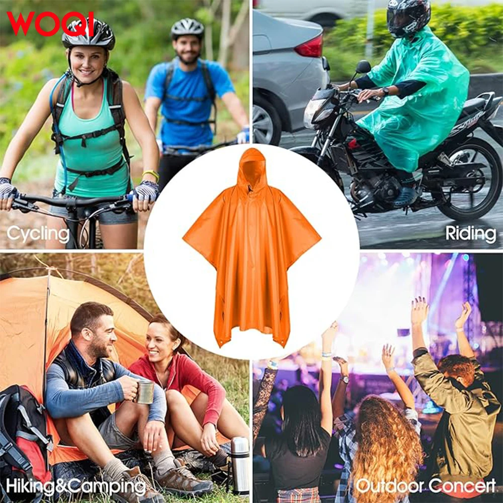 WOQI Three in one multifunctional waterproof raincoat, wear-resistant polyester adult bicycle raincoat with reflective strip