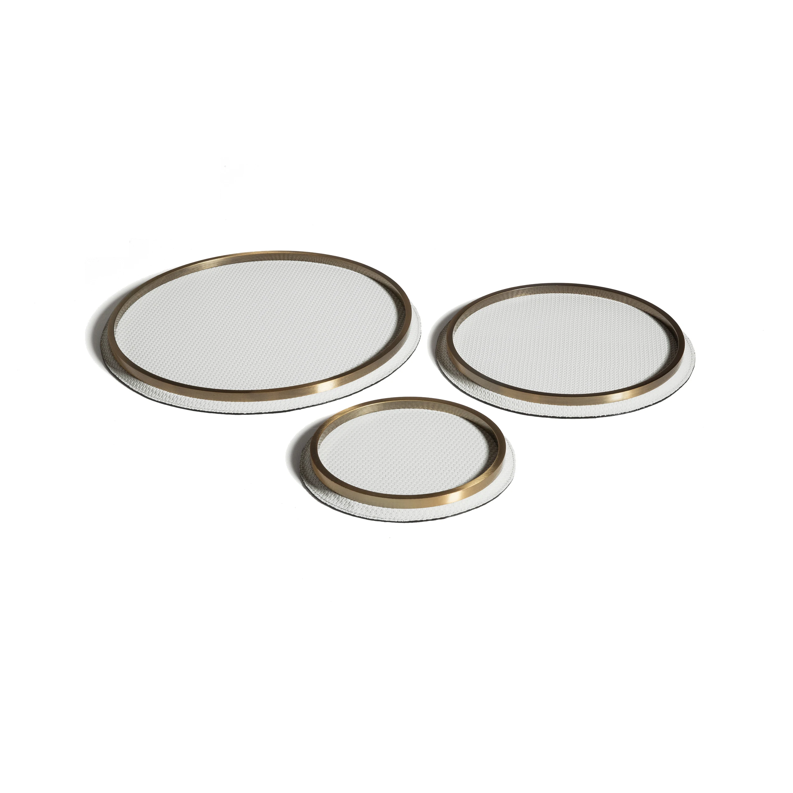 T-159Light luxury modern round tray set hotel restaurant coffee shop European home decoration metal leather service tray
