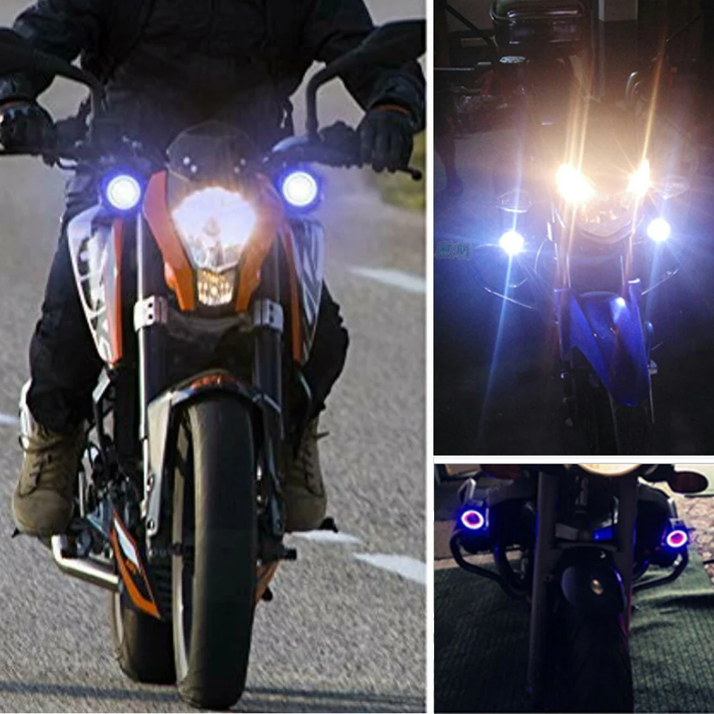 White Red Blue Yellow 125W Motorcycle Headlight Super Bright Auxiliary Lamp U7 LED Headlamp Moto Work Driving Car Foglight