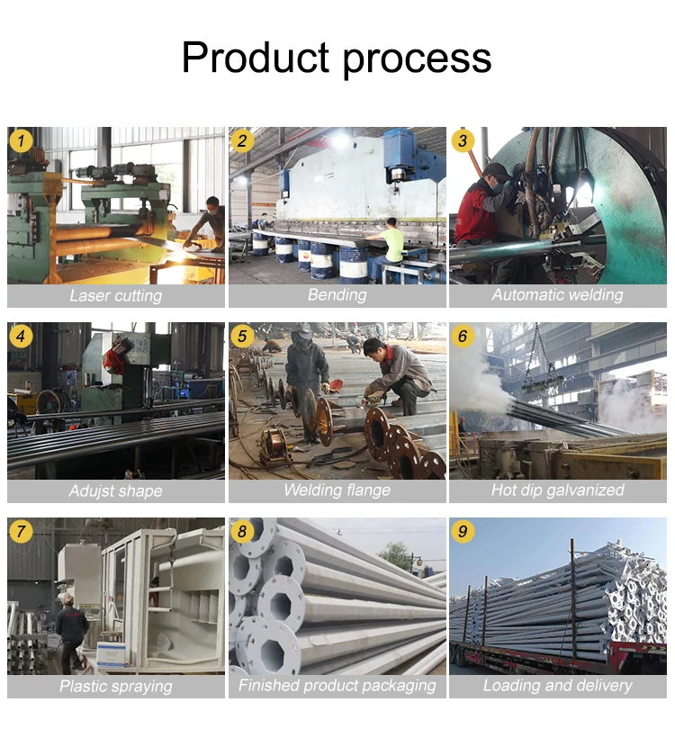 China supplier galvanized adjustable Tennis Court Light Poles For Football Playground