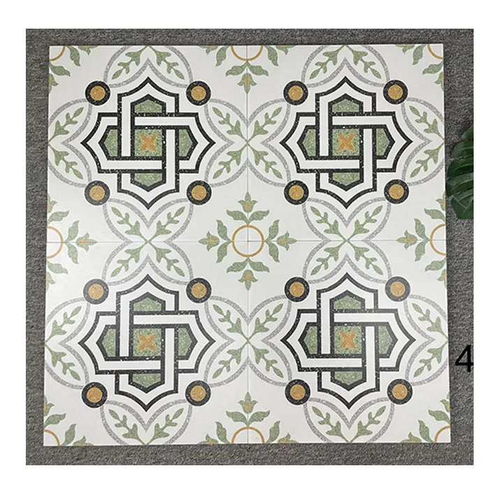 Flower Tile 40*40 Chinese Black And White Pattern Image Floor And Bathroom Wall Tile
