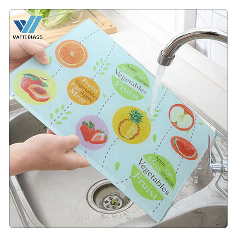 Легкая в чистке и Гигиеничная цветная шелковая трафаретная печатная стеклянная разделочная доска для овощей | Разделочная доска