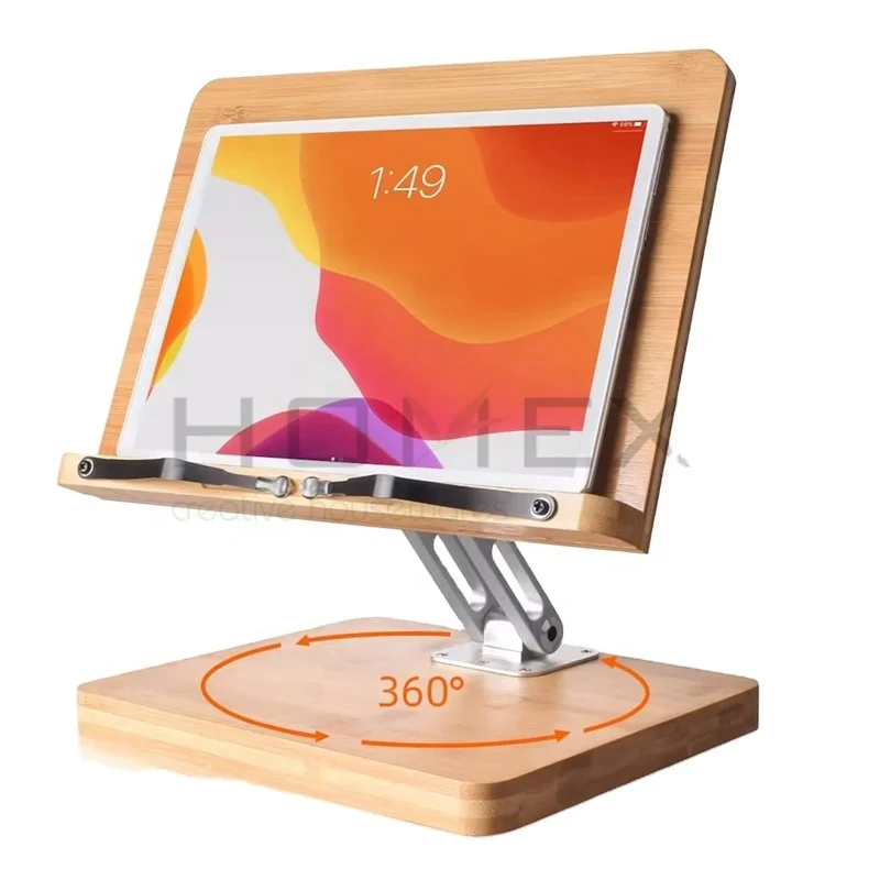 Bamboo Adjustable Reading Book Stand Foldable Book Holder for Reading Music, Painting, Writing, with Page Clips
