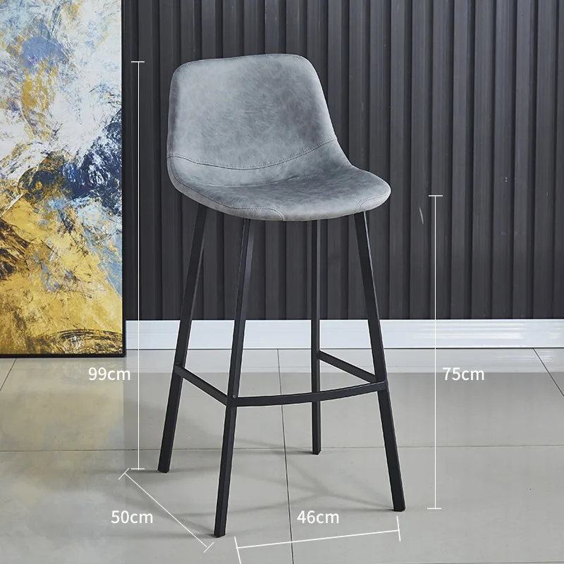 Bar Chair Nordic Furniture Metal Leather Back Luxury Kitchen Modern High Stool Bar Chairs with soft cushion