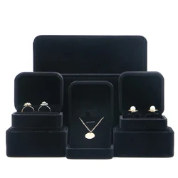 Black Velvet Ring Earrings Necklace Bangle Bracelet Pendant Jewelry Case Packaging Box