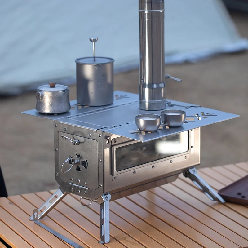 Outdoor Camping Stoves Winter Tent Stove Wood Burning Stainless Steel Furnace Picnic BBQ Cooking Accessory Firewood Furnace