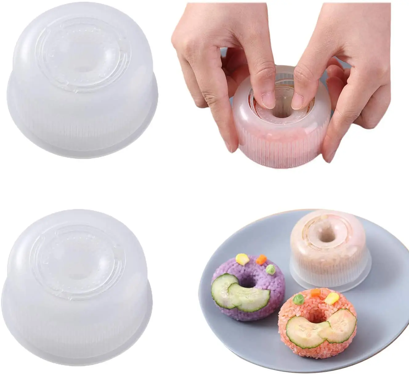 4 Pcs Nonstick Design Silicone Sushi Maker Onigiri Mold Tool Set Donut Maker for Home Party DIY