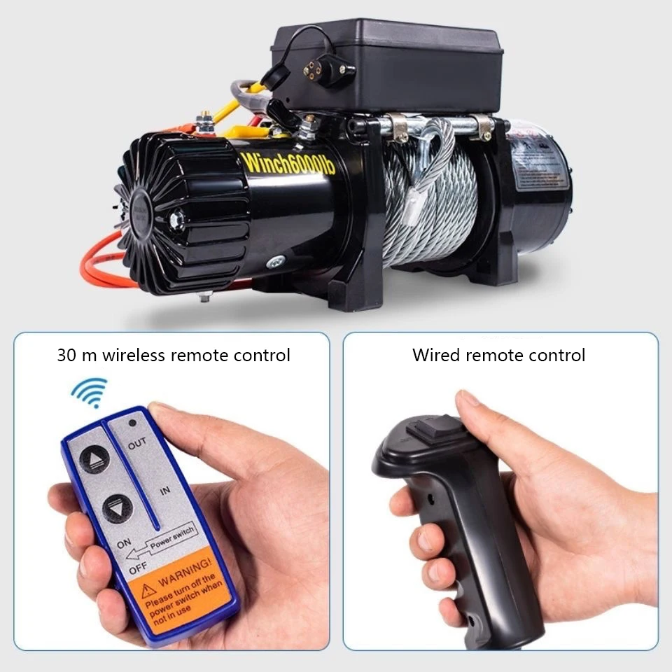 12v wire rope electric winch power 6000lbs off road winch for 4x4 cars